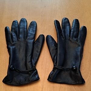 Black Leather Driving Gloves for Women -Size 7